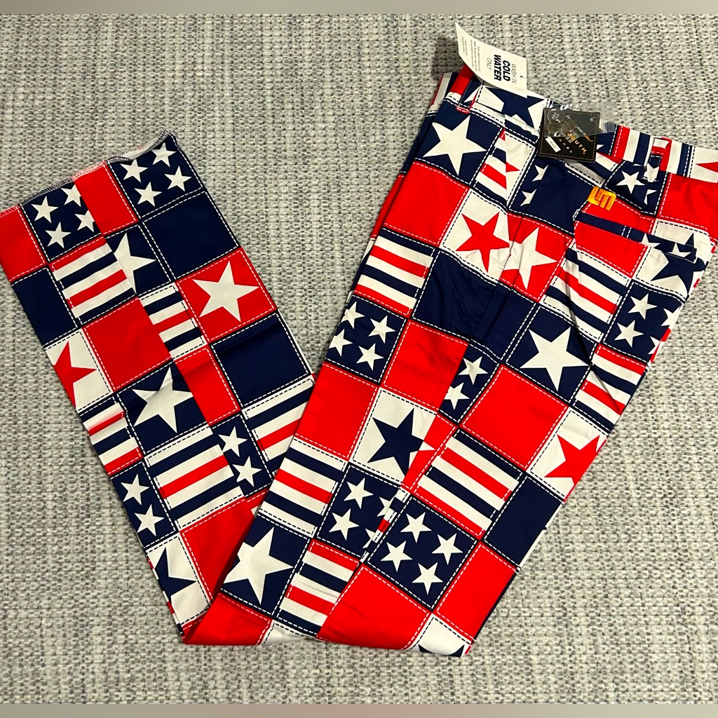 Nwt - Loudmouth Golf Pants - Stars And Stripes Design